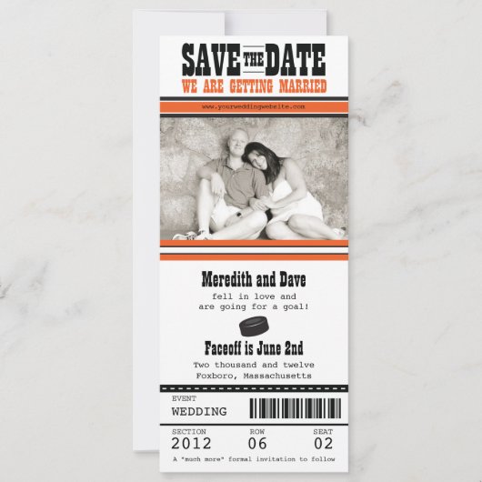 Hockey-Hochzeit Sichern Sie das Datum Save The Date (Vorderseite)