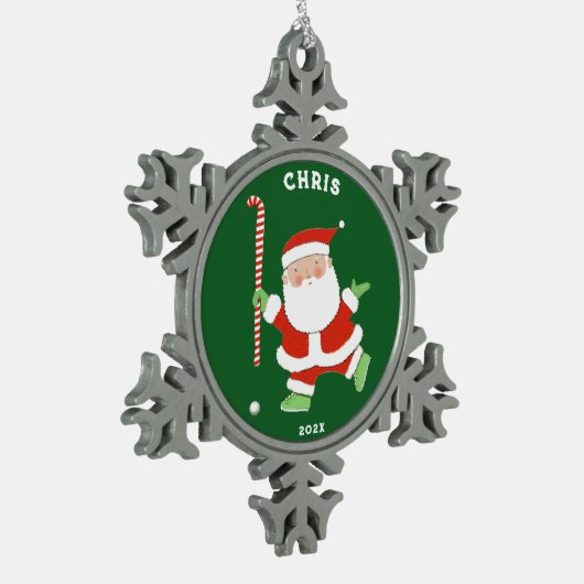 Hockey Holiday-Geschenk Schneeflocken Zinn-Ornament (Links)