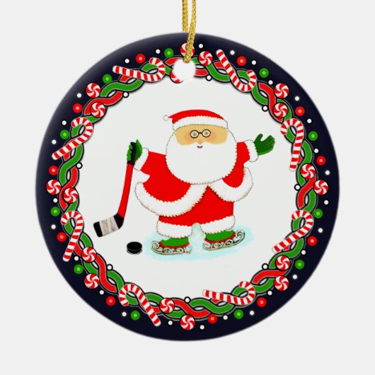 Hockey Holiday Gift Keramik Ornament (Vorne)