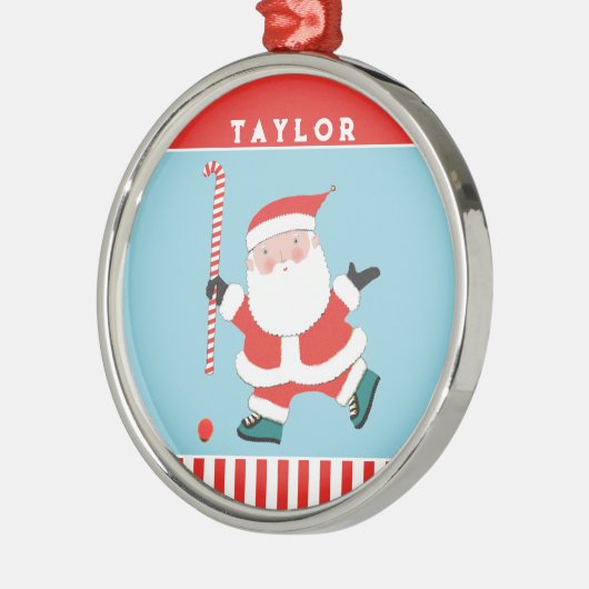 Hockey Holiday Keepake-Geschenk Ornament Aus Metall (Links)