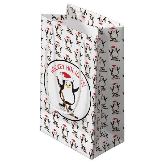 Hockey Holidays Hockey Penguin Kleine Geschenktasc Kleine Geschenktüte (Vorderseite Schrägansicht)