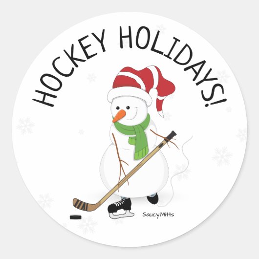 Hockey Holidays Hockey Snowman Weihnachts Classic  Runder Aufkleber (Vorderseite)