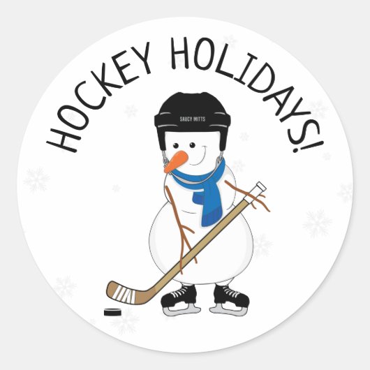 Hockey Holidays Hockey Snowmann Weihnachten Runder Aufkleber (Vorderseite)