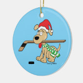 Hockey-Hundeweihnachtsdekor Keramik Ornament (Links)