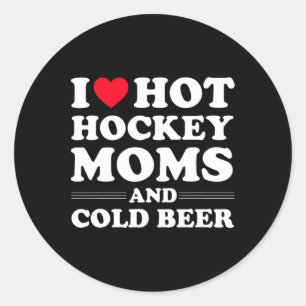 Hockey I Liebe Hockey Mamas und kaltes Bier Runder Aufkleber