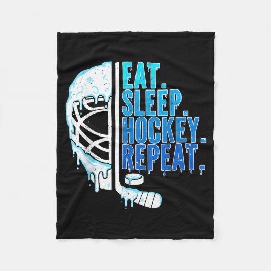 Hockey Ice Cream Drip Eat Sleep Hockey Repeat Boys Fleecedecke (Vorderseite)