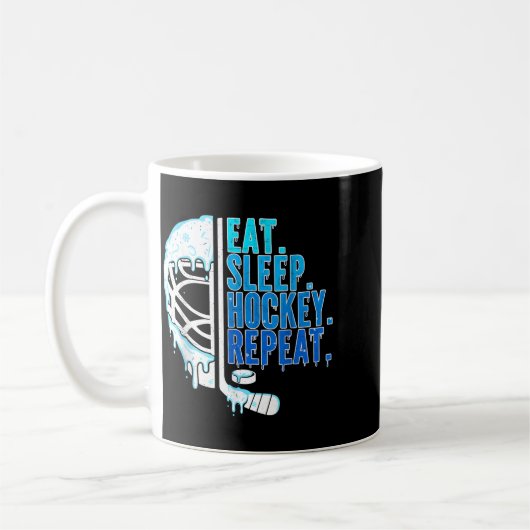 Hockey Ice Cream Drip Eat Sleep Hockey Repeat Boys Kaffeetasse (Links)