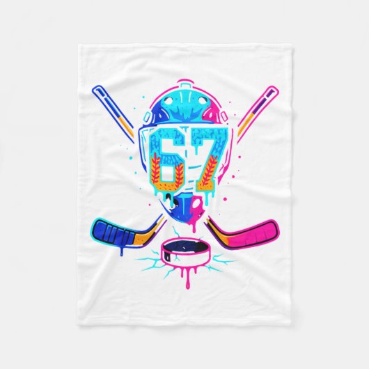 Hockey Ice Cream Drip Number 67 Player 67th Birthd Fleecedecke (Vorderseite)