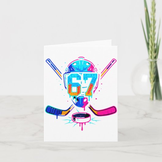 Hockey Ice Cream Drip Number 67 Player 67th Birthd Karte (Vorderseite)