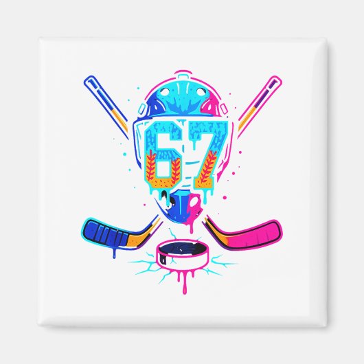 Hockey Ice Cream Drip Number 67 Player 67th Birthd Magnet (Vorne)