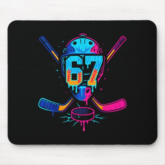 Hockey Ice Cream Drip Number 67 Player 67th Birthd Mousepad (Vorne)