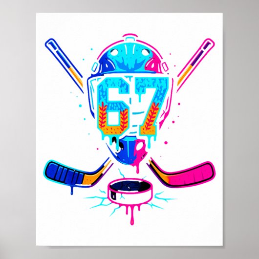 Hockey Ice Cream Drip Number 67 Player 67th Birthd Poster (Vorne)