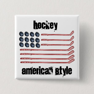 Hockey im amerikanischen Stil Button