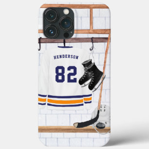 Hockey in Blau und Orange   Monogram Jersey Case-Mate iPhone Hülle
