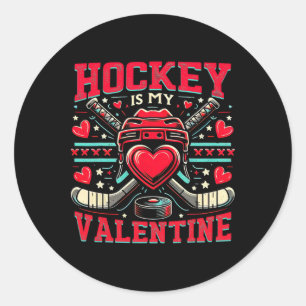 Hockey ist mein Valentinstag Hockey Liebhaber Vale Runder Aufkleber