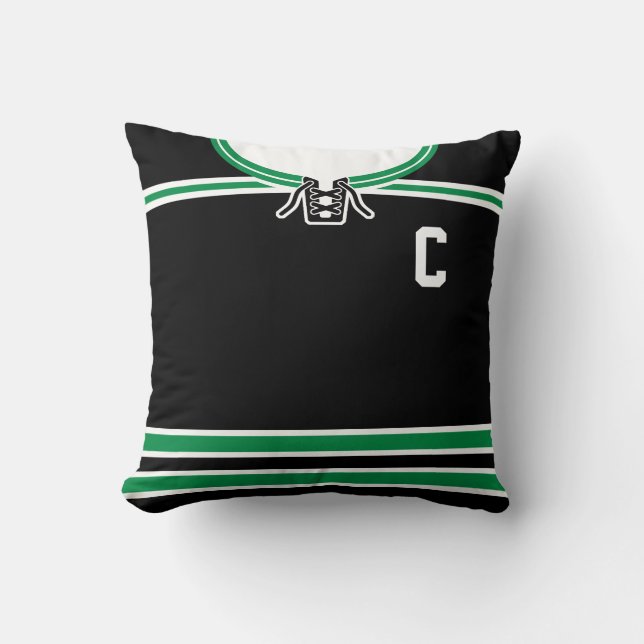 Hockey Jersey Name & Number Template Pillow Green Kissen (Vorderseite)
