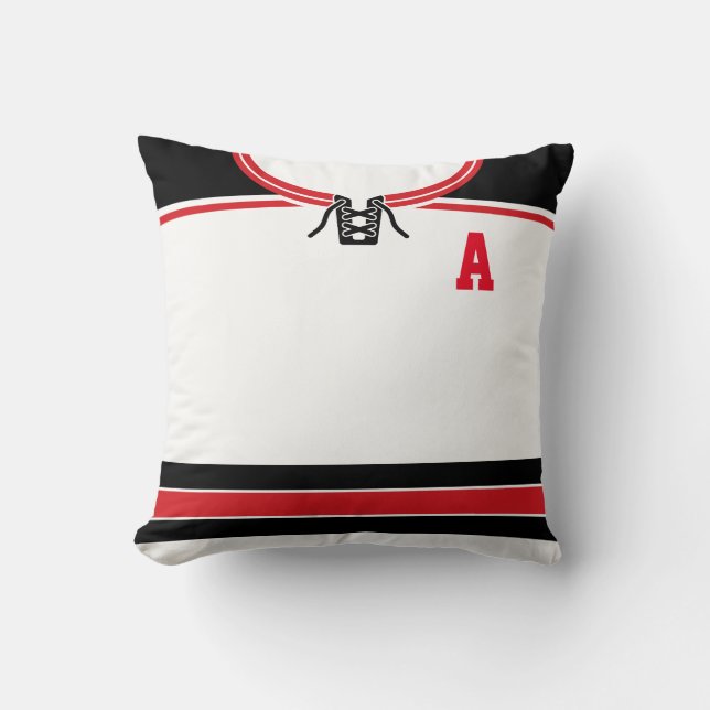 Hockey Jersey Name & Number Template Pillow, Red Kissen (Vorderseite)