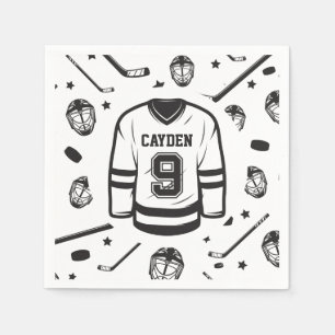 Hockey Jersey Schwarz/Weiß 9. Geburtstag Serviette