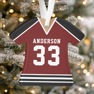 Hockey Jersey Sports Team Uniform Maroon und Black Ornament