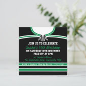 Hockey Jersey Themed Party lädt Template ein, grün Einladung (Stehend Vorderseite)