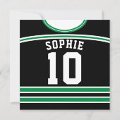 Hockey Jersey Themed Party lädt Template ein, grün Einladung (Rückseite)