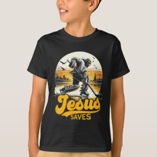 Hockey Jesus rettet Vintage-Sportfan Christ Glaube T-Shirt