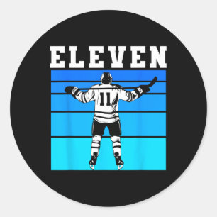 Hockey-Junge 11. Geburtstag Elf Eishockey-Geburtst Runder Aufkleber
