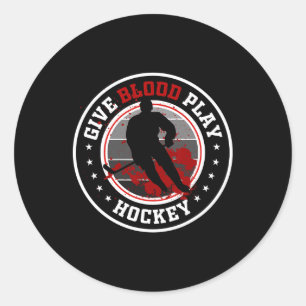 Hockey-Junge Zeug oder Give Blood Play Hockey Whit Runder Aufkleber