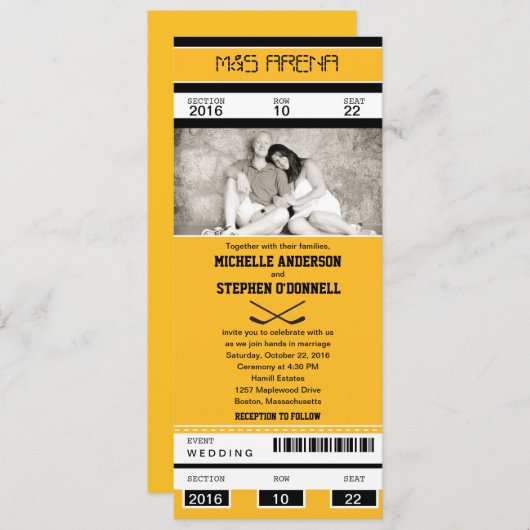 Hockey-Karten-Hochzeits-Einladung Einladung (Vorne/Hinten)