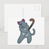 Hockey-Katze mit Hockeystick Postkarte (Vorne/Hinten)