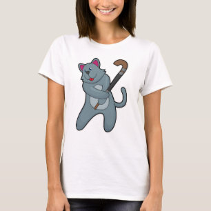 Hockey-Katze mit Hockeystick T-Shirt