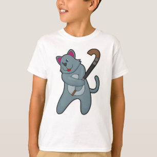 Hockey-Katze mit Hockeystick T-Shirt