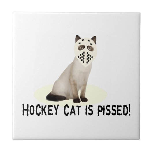Hockey-Katze Pissed Fliese (Vorderseite)