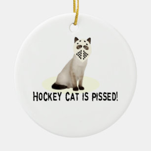 Hockey-Katze Pissed Keramik Ornament