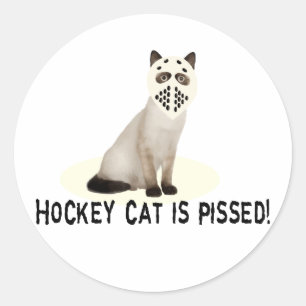 Hockey-Katze Pissed Runder Aufkleber