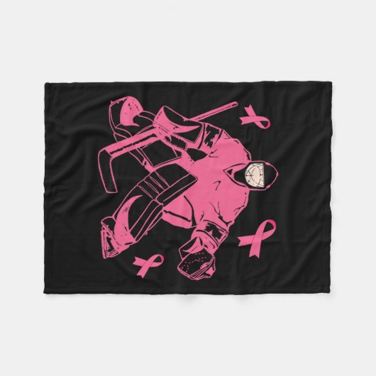 Hockey Keeper Pink Ribbon Brustkrebs-Bewusstsein Fleecedecke (Vorderseite (Horizontal))