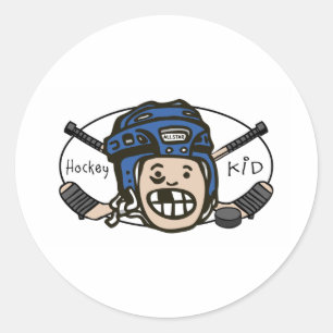 Hockey Kid Blue Runder Aufkleber