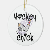 Hockey-Küken-T - Shirts und Geschenke Keramikornament (Links)