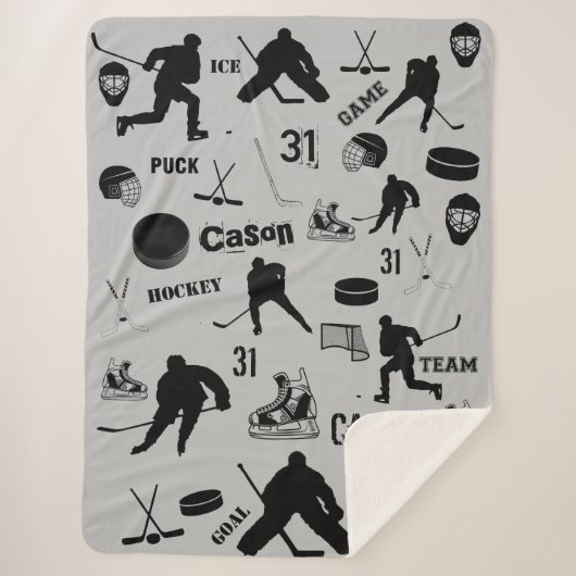 HOCKEY Large Sherpa Blanke Personalisiert Sherpadecke (Vorderseite)