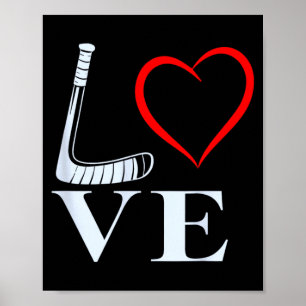 Hockey-Liebe-Herz-Grafik für Eishockeyfans Poster