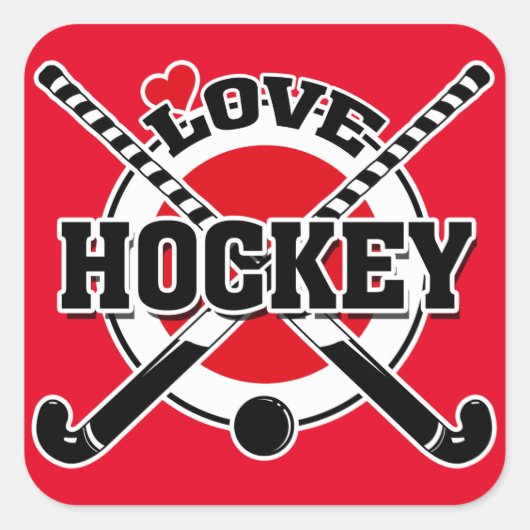 Hockey - Liebe Hockey Quadratischer Aufkleber (Vorderseite)