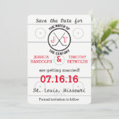 Hockey-Liebe Save the Date Einladung (Stehend Vorderseite)