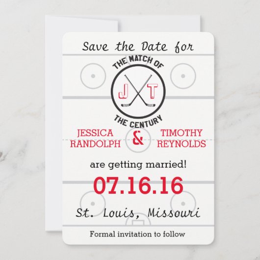 Hockey-Liebe Save the Date Einladung (Vorderseite)