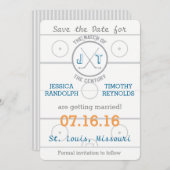 Hockey-Liebe Save the Date Einladung (Vorne/Hinten)
