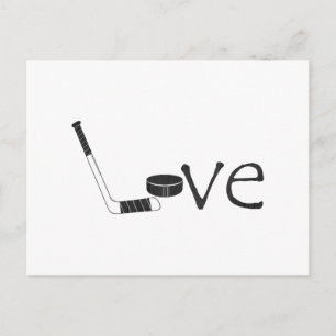 Hockey Liebe Word Art mit Stick and Puck Postkarte