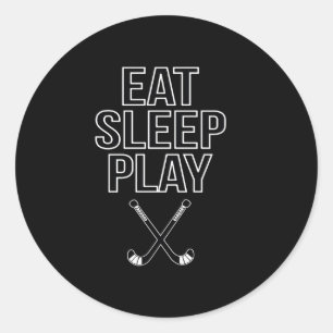 Hockey Lover Hockey essen, schlafen und spielen Runder Aufkleber