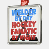 Hockey Lover Welder Silbernes Ornament (Links)