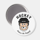 Hockey macht mich glücklich über den Funny Cartoon Magnet (Vorderseite/Rückseite)