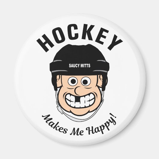 Hockey macht mich glücklich über den Funny Cartoon Magnet (Vorne)