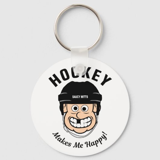 Hockey macht mich glücklich über den Funny Cartoon Schlüsselanhänger (Vorderseite)